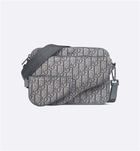 Saddle Triple Pouch Deep Gray Dior Oblique Jacquard 